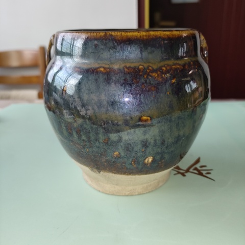 古玩陶瓷清,美品磁州窯窯變釉雙系罐拍賣,當前價格399元
