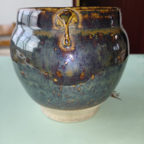 古玩陶瓷清,美品磁州窯窯變釉雙系罐拍賣,當前價格399元
