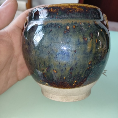 古玩陶瓷清,美品磁州窯窯變釉雙系罐拍賣,當前價格399元
