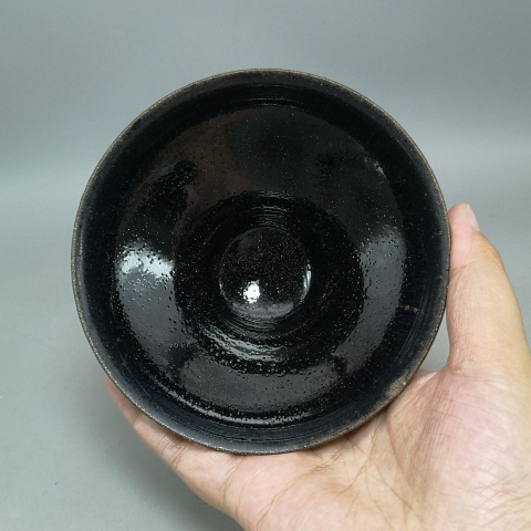 古玩陶瓷宋代建窯系烏金釉藍毫束口盞拍賣，當前價格35000元