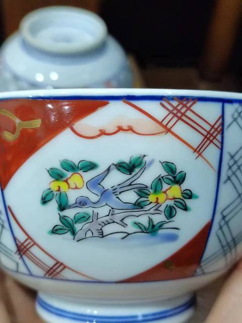 古玩陶瓷民國開窗花鳥紋五彩蓋碗一對拍賣,當前價格888元