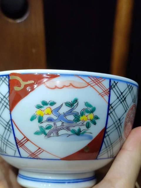 古玩陶瓷民國開窗花鳥紋五彩蓋碗一對拍賣,當前價格888元