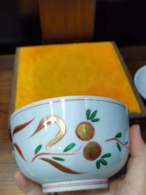 古玩陶瓷民國花卉紋彩繪描金蓋碗一對拍賣，當前價格888元