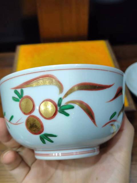 古玩陶瓷民國花卉紋彩繪描金蓋碗一對拍賣，當前價格888元