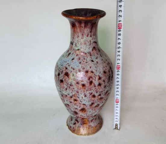 古玩陶瓷晚清國石灣窯鈞釉撇口瓶拍賣，當前價格2600元