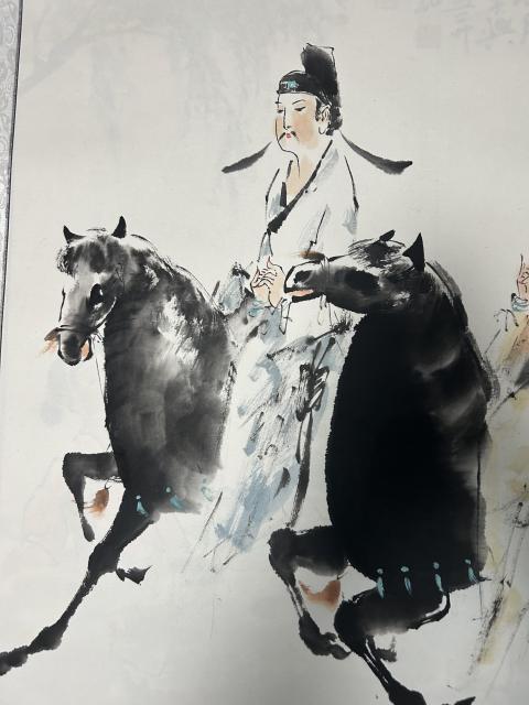 古玩字畫何奕興老師精品斗方《麗人行》拍賣，當前價格650元