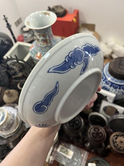 古玩陶瓷過墻龍紋青花盤拍賣,當前價格255元