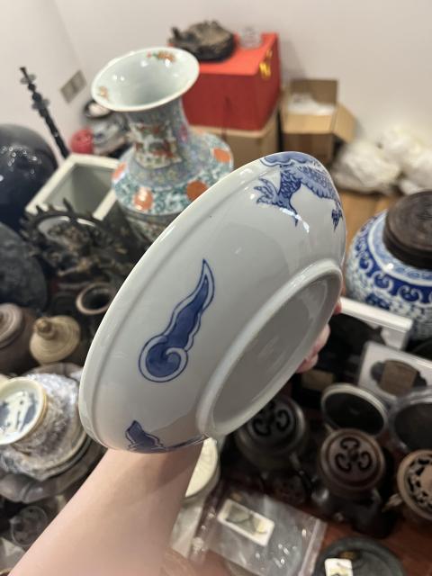 古玩陶瓷過墻龍紋青花盤拍賣,當前價格255元