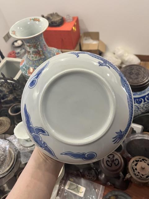 古玩陶瓷過墻龍紋青花盤拍賣,當前價格255元