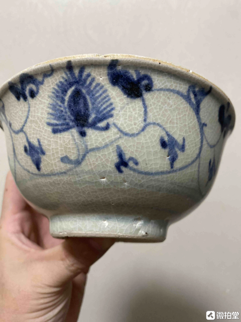 古玩陶瓷【明早期·青花瓷舉足輕重】吉語花卉紋青花碗拍賣,當前價格2200元
