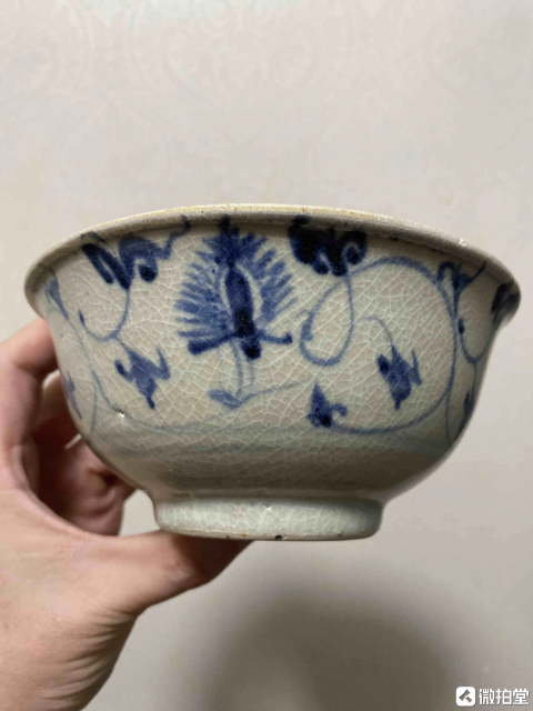 古玩陶瓷【明早期·青花瓷舉足輕重】吉語花卉紋青花碗拍賣,當前價格2200元