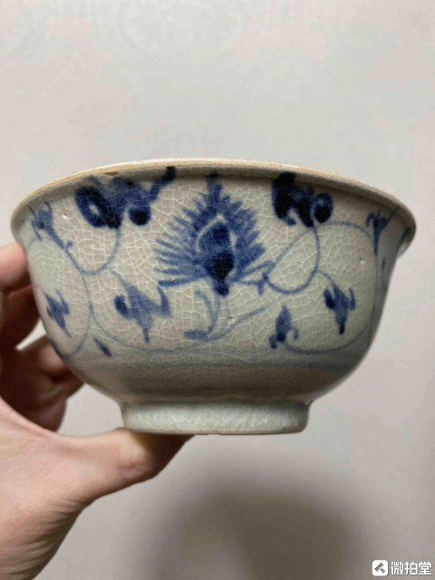 古玩陶瓷【明早期·青花瓷舉足輕重】吉語花卉紋青花碗拍賣,當前價格2200元