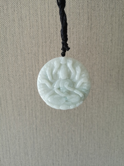 古玩玉器天然翡翠雕“千手觀音”牌拍賣,當前價格450元