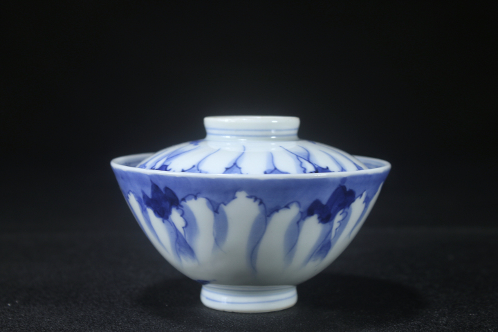 古玩陶瓷晚清·青花五福蓋碗拍賣,當前價格880元