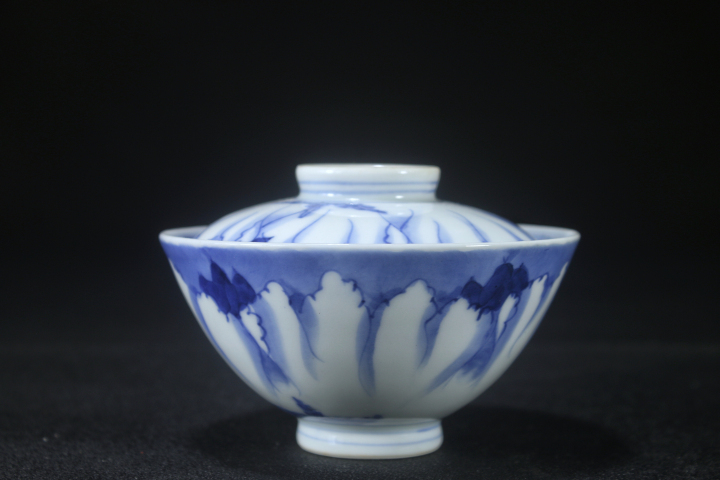 古玩陶瓷晚清·青花五福蓋碗拍賣,當前價格880元