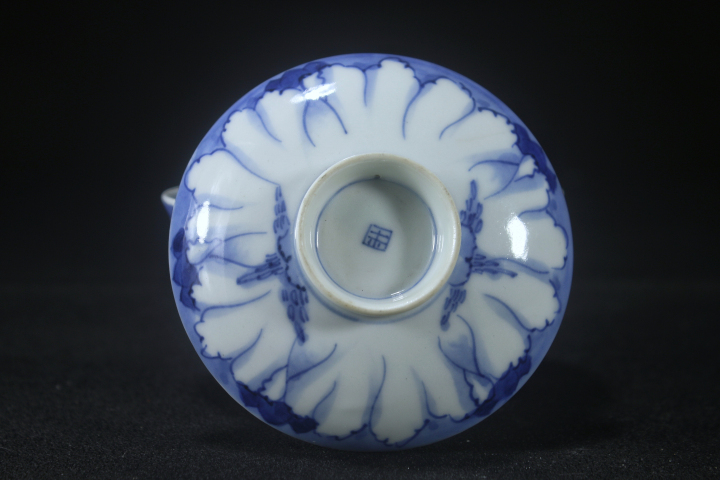 古玩陶瓷晚清·青花五福蓋碗拍賣,當前價格880元