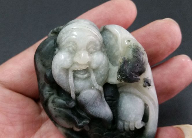 古玩玉器獨山玉雕“壽星”把件拍賣,當前價格680元
