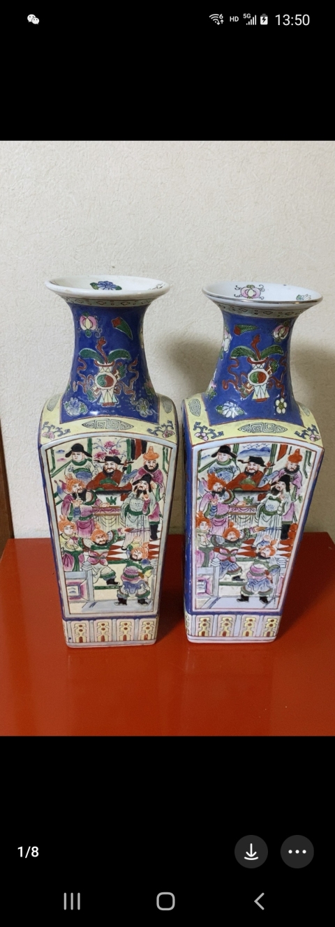 古玩陶瓷晚清民國(guó)刀馬人天圓地方瓶拍賣，當(dāng)前價(jià)格10000元