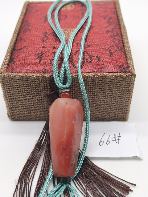 古玩玉器秦漢·天然紅瑪瑙多棱珠吊墜拍賣，當前價格500元