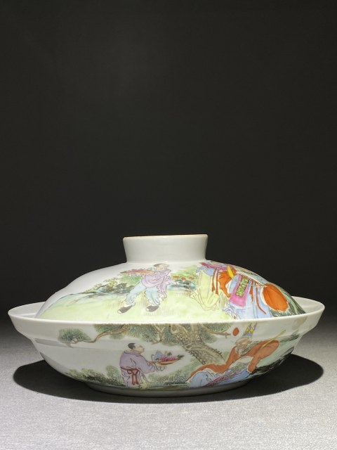 古玩陶瓷【放漏大器·收藏級(jí)精品】人物紋粉彩蓋盤拍賣,當(dāng)前價(jià)格5888元