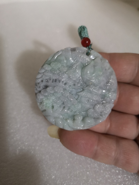 古玩玉器天然翡翠雕“山水”牌拍賣,當前價格680元