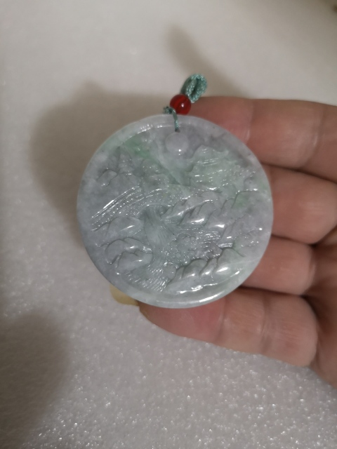 古玩玉器天然翡翠雕“山水”牌拍賣,當前價格680元