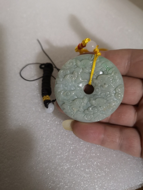 古玩玉器天然翡翠雕“龍紋”牌拍賣，當(dāng)前價格680元