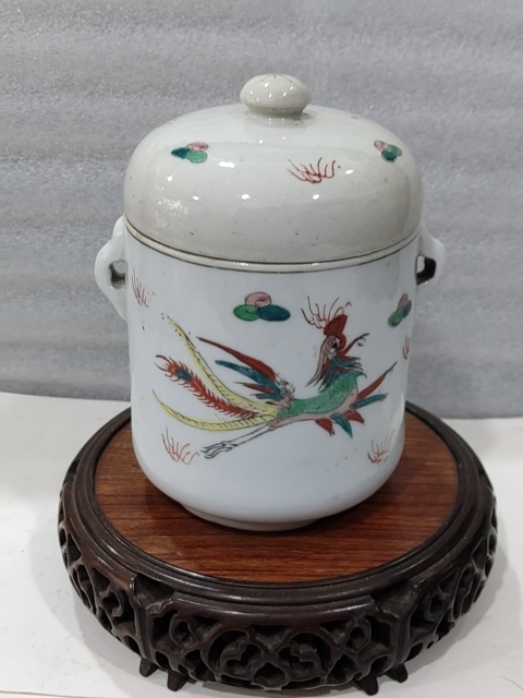 古玩陶瓷粉彩龍鳳紋雙系蓋罐拍賣,當前價格780元
