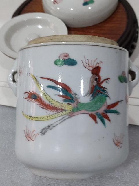 古玩陶瓷粉彩龍鳳紋雙系蓋罐拍賣,當前價格780元