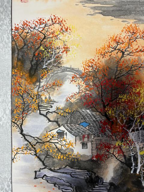 古玩字畫宋德寧老師國畫《金秋雅居》拍賣，當前價格658元