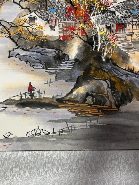 古玩字畫宋德寧老師國畫《金秋雅居》拍賣，當前價格658元