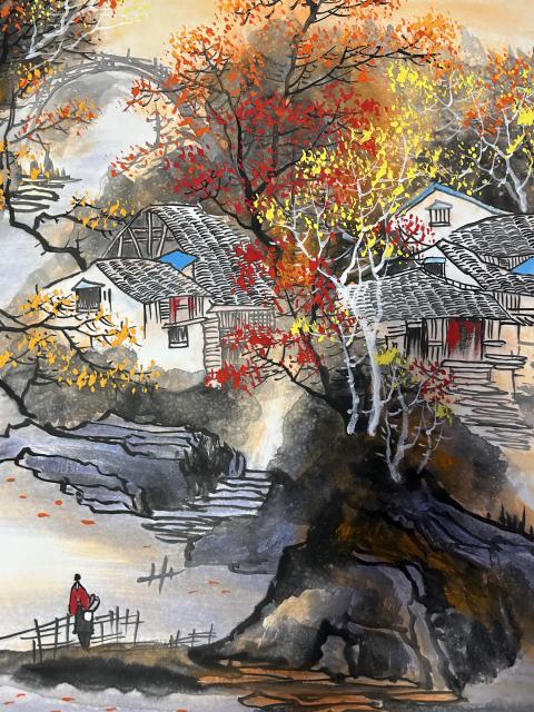 古玩字畫宋德寧老師國畫《金秋雅居》拍賣，當前價格658元