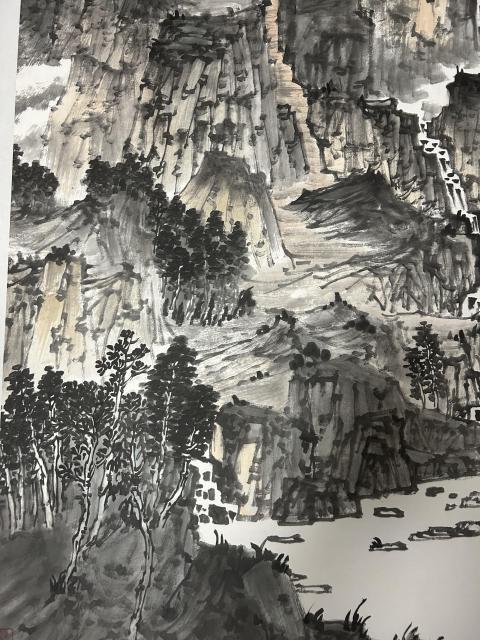 古玩字畫溫業強老師精品《壑嶺聽泉》拍賣,當前價格755元