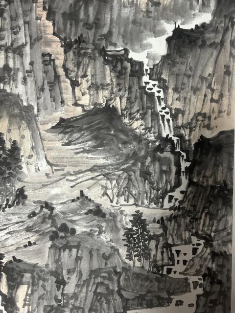古玩字畫溫業強老師精品《壑嶺聽泉》拍賣,當前價格755元