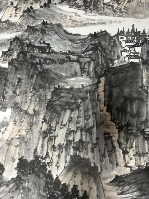 古玩字畫溫業強老師精品《壑嶺聽泉》拍賣,當前價格755元