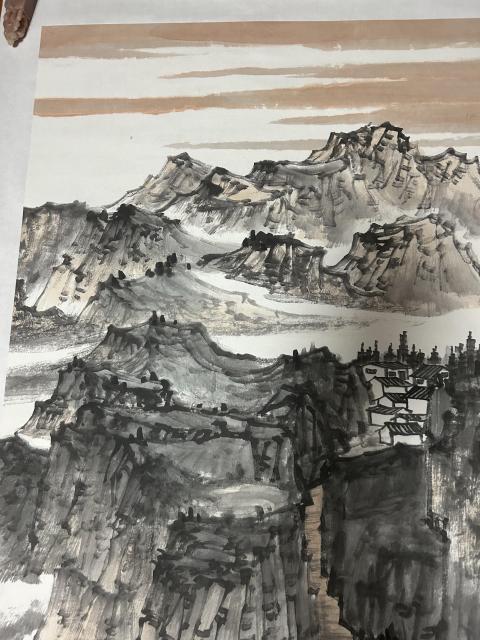 古玩字畫溫業強老師精品《壑嶺聽泉》拍賣,當前價格755元