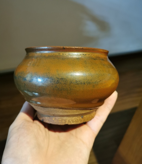 古玩陶瓷【清倉大處理】明清紫金釉窯變茶入拍賣,當前價格888元