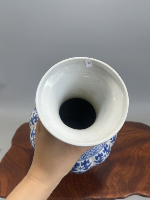 古玩陶瓷青花花卉紋洗口瓶拍賣，當前價格800元