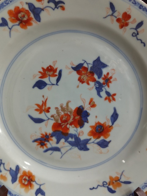 古玩陶瓷清康熙青花礬紅花卉紋盤拍賣，當前價格2000元