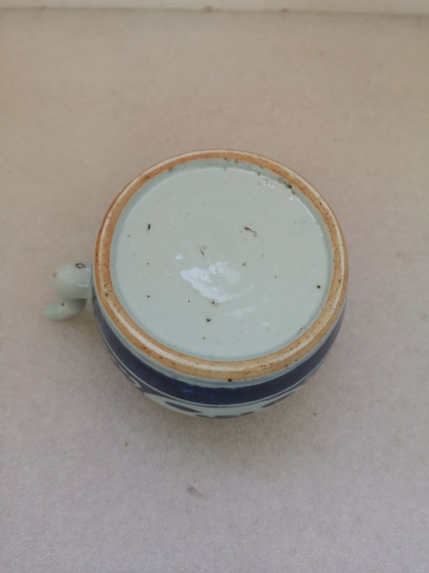 古玩陶瓷博古圖青花提梁壺拍賣,當前價格850元