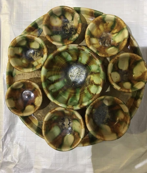 古玩陶瓷唐三彩七星杯碟套拍賣,當前價格99999元