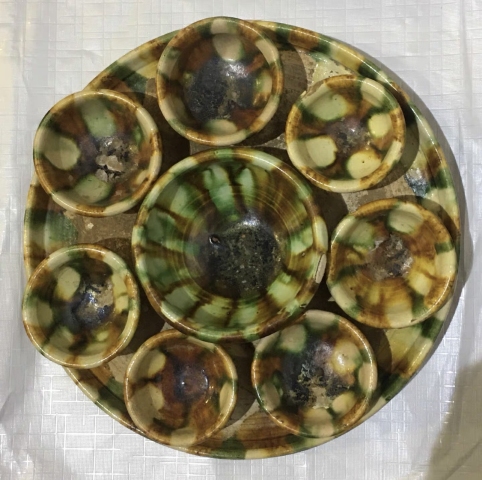 古玩陶瓷唐三彩七星杯碟套拍賣,當前價格99999元