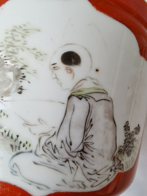 古玩陶瓷**紅開窗淺降彩人物故事紋香爐拍賣，當前價格4800元