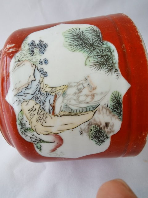 古玩陶瓷**紅開窗淺降彩人物故事紋香爐拍賣，當前價格4800元