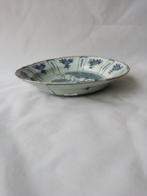 古玩陶瓷青花雙鹿花卉紋花口盤拍賣,當前價格1600元