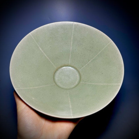 古玩陶瓷耀州出筋斗笠大盞拍賣,當(dāng)前價(jià)格38000元
