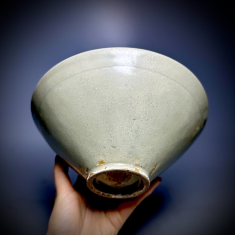 古玩陶瓷耀州出筋斗笠大盞拍賣,當(dāng)前價(jià)格38000元