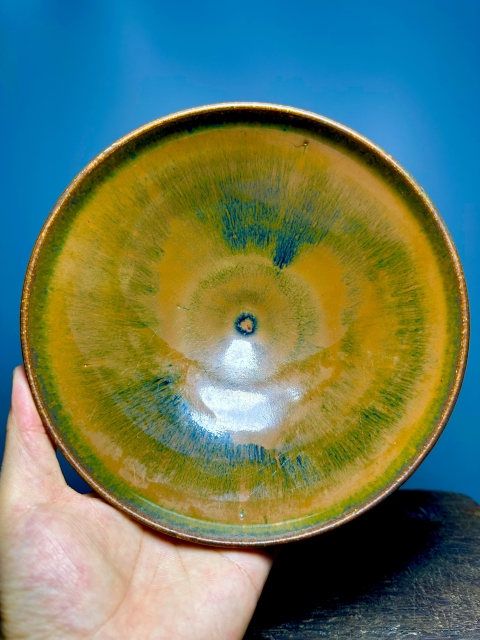 古玩陶瓷磁州窯兔毫釉直口斗笠碗拍賣(mài)，當(dāng)前價(jià)格12000元