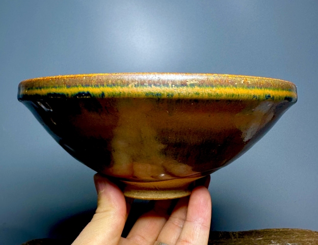 古玩陶瓷磁州窯兔毫釉直口斗笠碗拍賣(mài)，當(dāng)前價(jià)格12000元