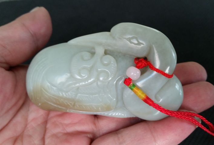 古玩玉器和田玉雕“鵝如意”擺件拍賣(mài)，當(dāng)前價(jià)格1980元
